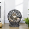 PawHut Cat Bed, Elevated Rope Weave Cat Egg Chair with Cushion, Handwoven Kitty House with Stand for Indoor Kittens, Violet