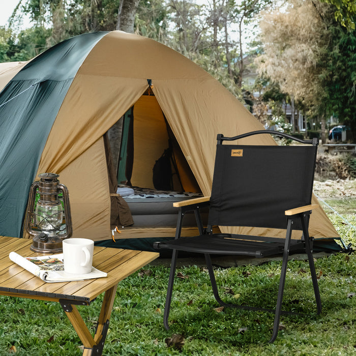 Outsunny Folding Camping Chair, Portable Armchair, Black