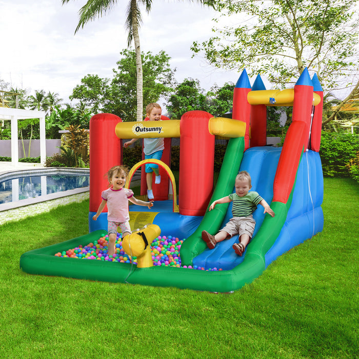 Outsunny Kids Bouncy House Inflatable Pool Water Slide Trampoline Bounce Castle Climbing Wall With Inflator For 3-8 Years Old Boys And Girls 10.8' X 8' X 7'