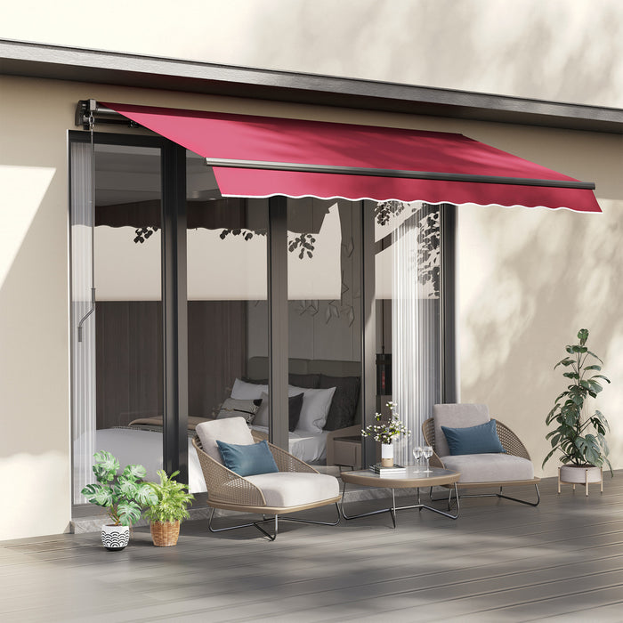Outsunny 10' X 8' Manual Retractable Awning Shelter W/ Crank, Red