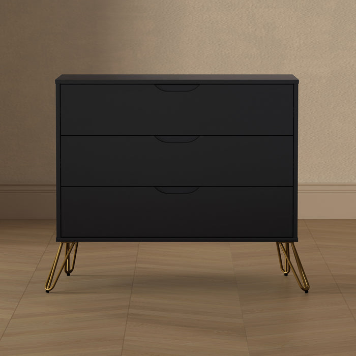 Avira Mid-Century Modern 35\" Dresser in Black (3-Drawer)