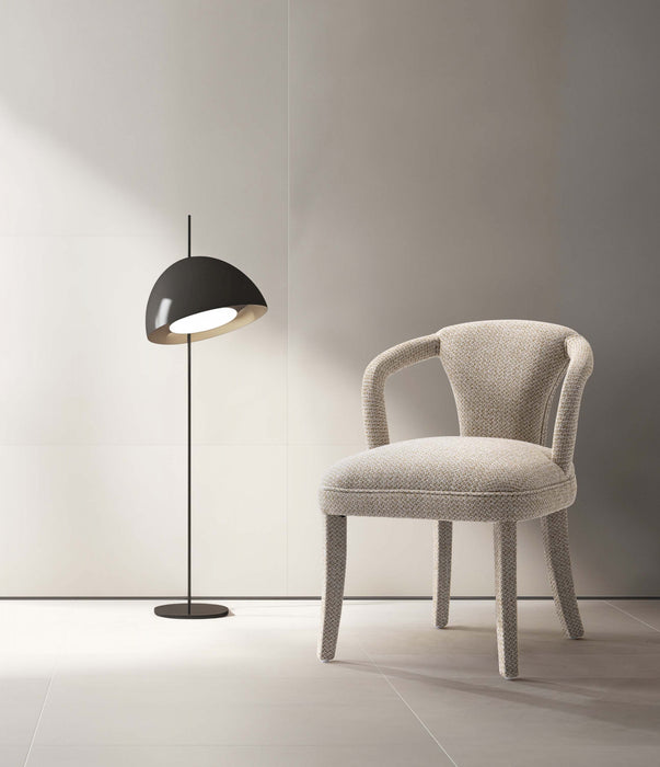 Palmer Mid-Century Modern Upholstered Tweed Armchair in Gold Dust Dining Chair