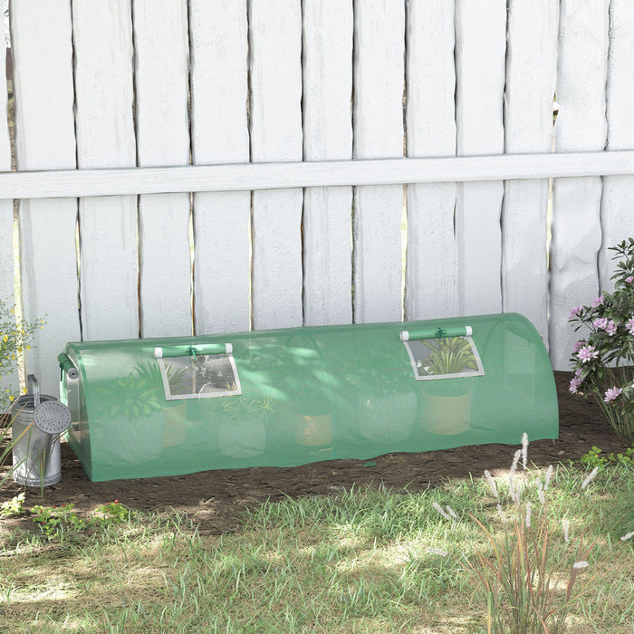Outsunny Mini Greenhouse with Mesh Windows, Tunnel Growing Tent, Green