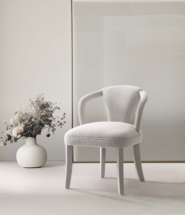 Palmer Mid-Century Modern Upholstered Tweed Armchair in Silver Lining Armoire