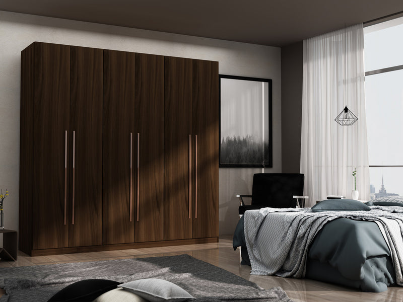 Gramercy Contemporary Modern 82\" Wardrobe Closet in Chestnut Brown