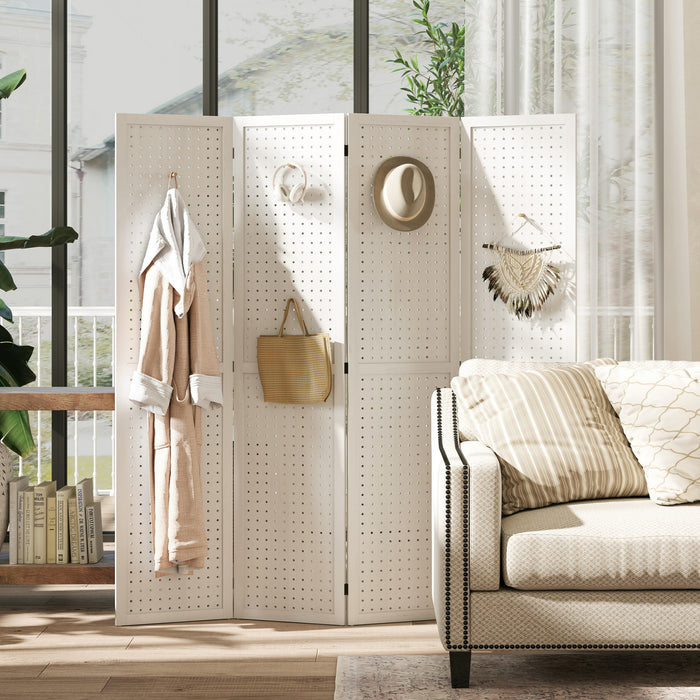 HOMCOM 4 Panel Folding Room Divider Privacy Screen Indoor Home Decoration