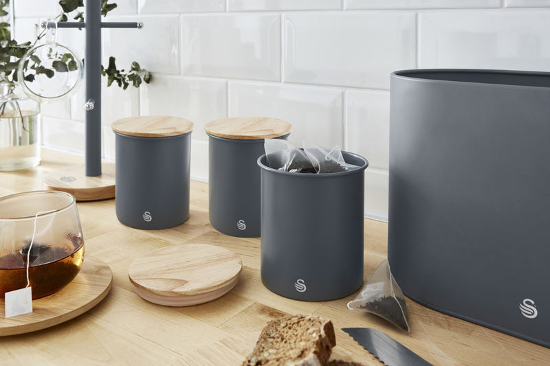 Salton Swan Nordic Grey Cannisters - Set of 3