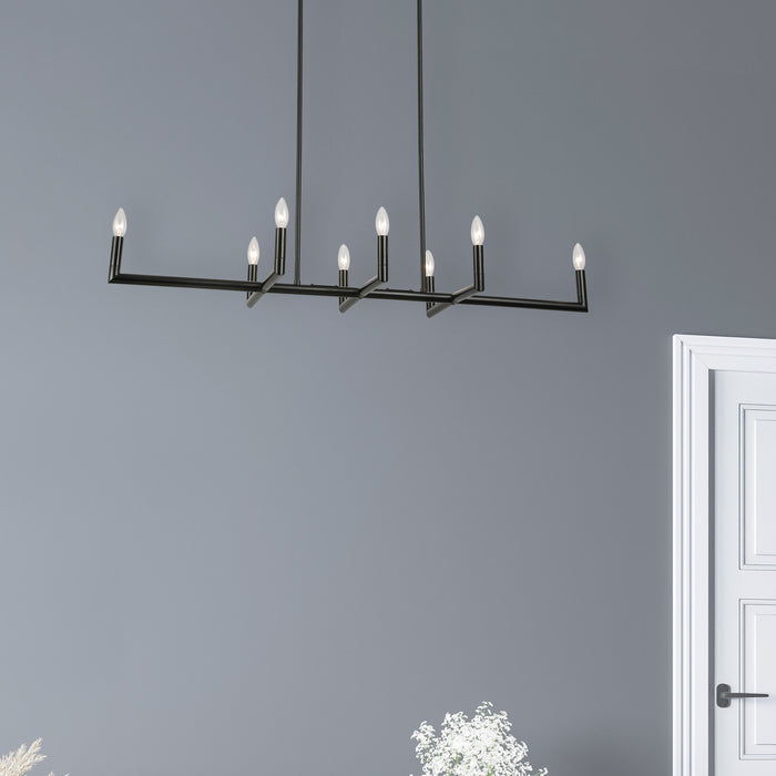 Dainolite Nora 8 Light Horizontal Chandelier Matte Black Lamp
