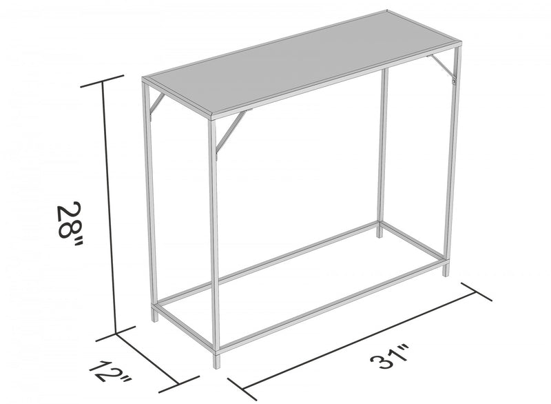 31” Modern Console With Tempered Glass With Black Metal 