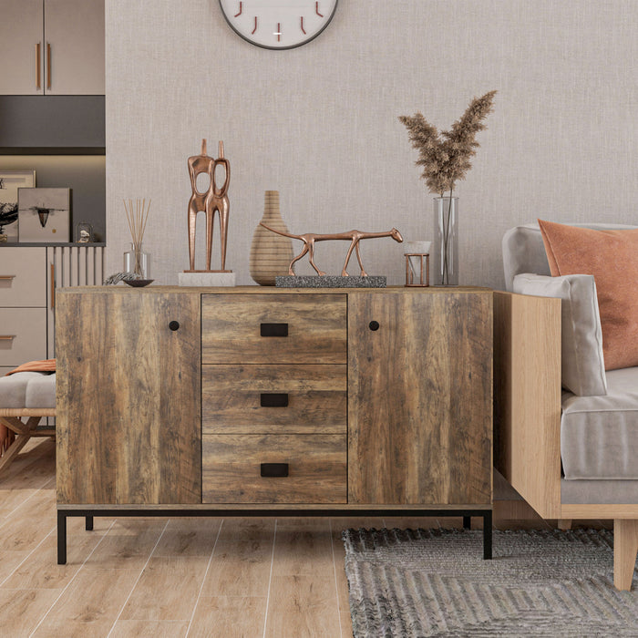 HOMCOM Industrial Sideboard, Storage Cabinet, Accent Cupboard Brown