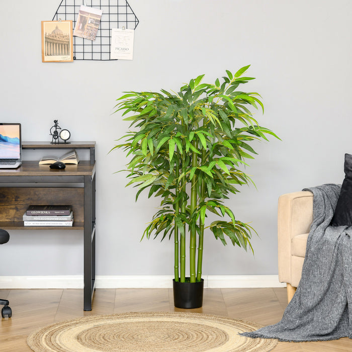 HOMCOM 4.6' Artificial Bamboo Tree Fake Plant in Pot Indoor Decoration