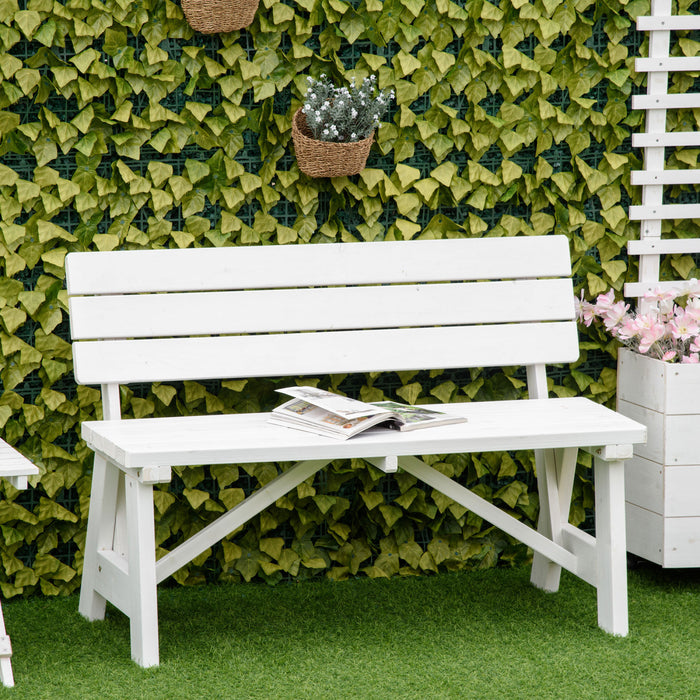 Outsunny Wooden Garden Bench For Outdoor,white