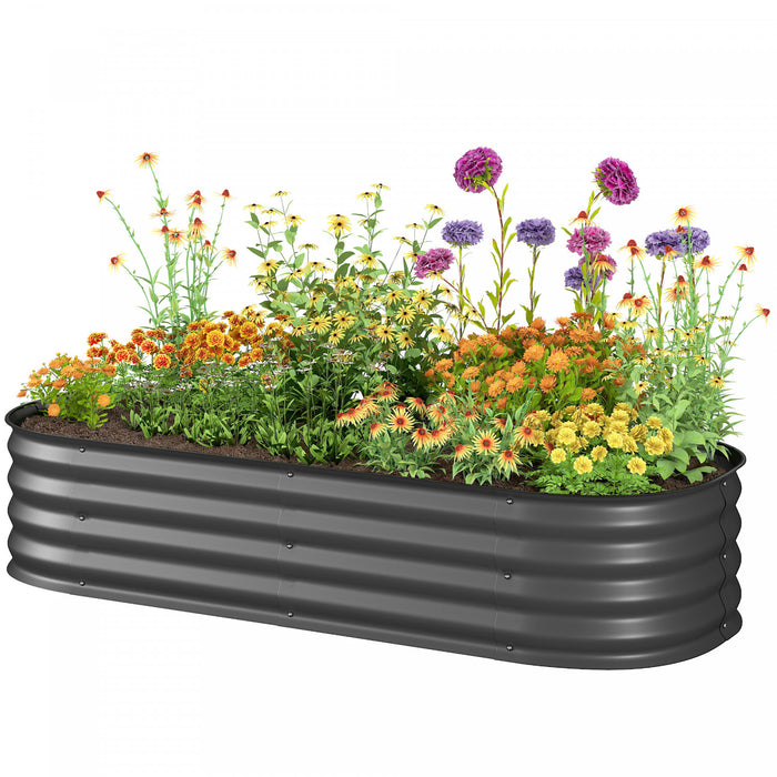 Outsunny Galvanized Raised Garden Bed Planter Box, 4.9 x 2 x 1ft, Dark Grey