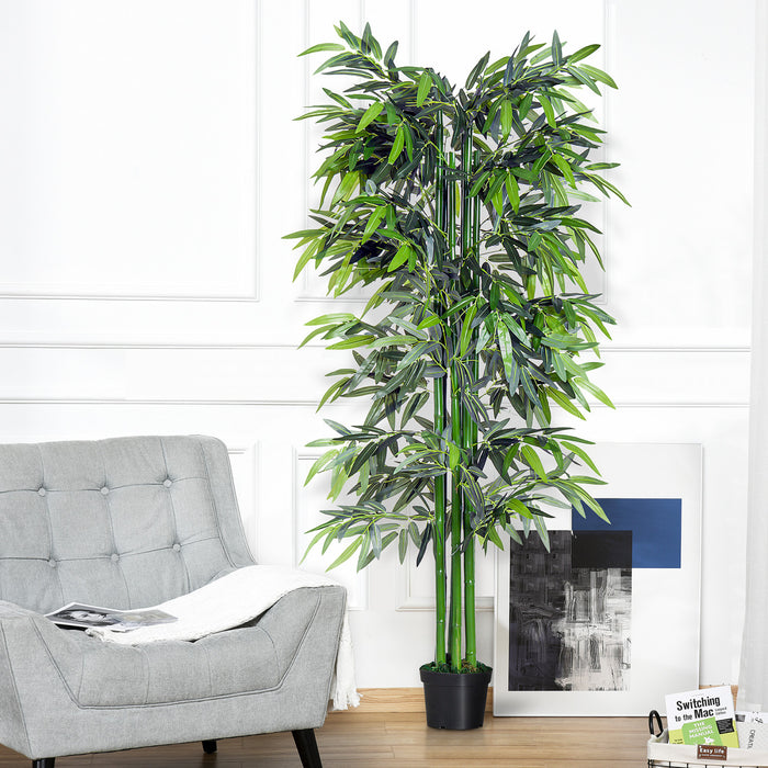 Outsunny 6FT Artificial Bamboo Tree Fake Plant in Pot Indoor Decor