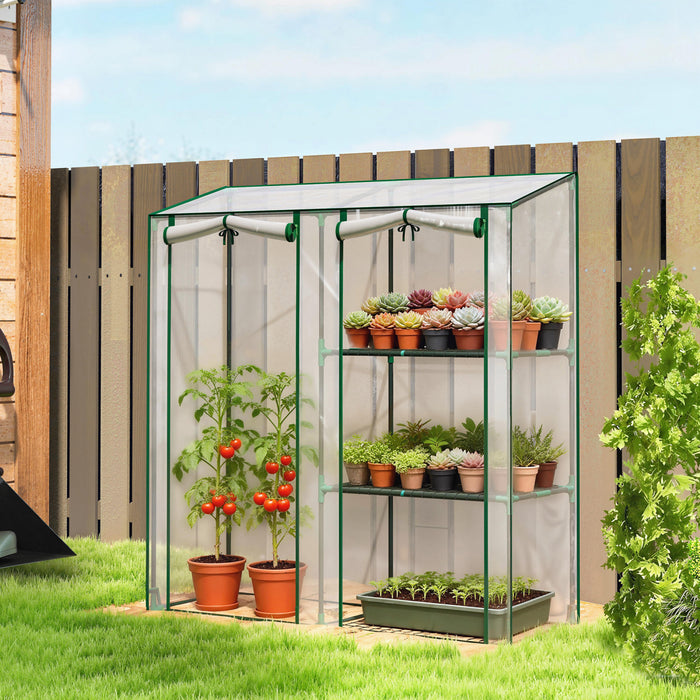 Outsunny Mini Greenhouse, Portable Greenhouse with 3 Shelves, Clear