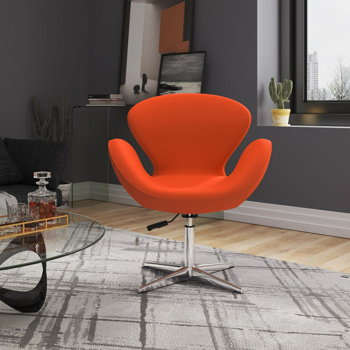Raspberry Modern Upholstered Swivel Lounge Chair in Orange - Set of 2 Accent Chair