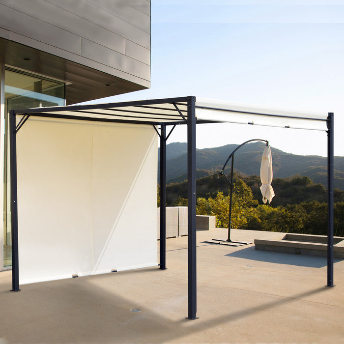 Outsunny 10' x 10' Steel Pergola Retractable Canopy Cream White