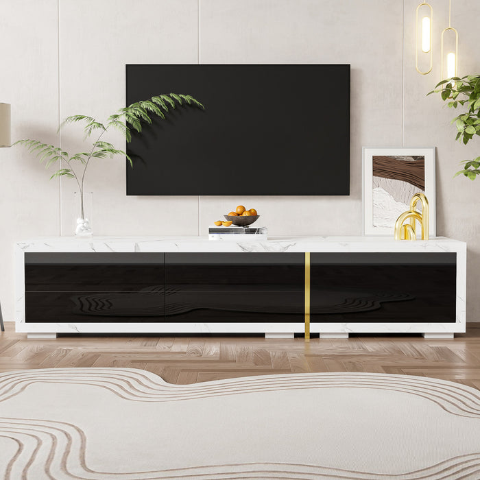 Liam 55.1\"–102\" Modern TV Cabinet with Adjustable Length and Rotating Function,White Tv Stand