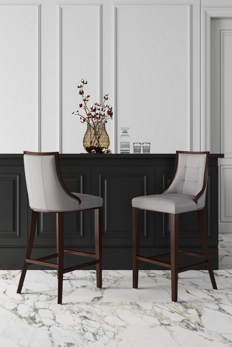 Fifth Avenue Traditional Wood Upholstered Barstool in Light Gray - Set of 3