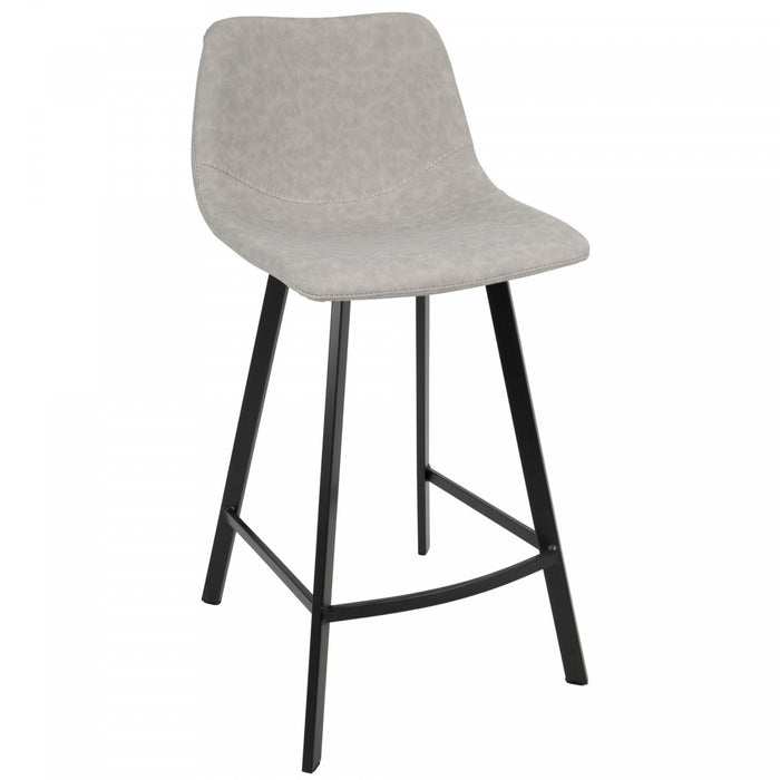 LumiSource Outlaw Grey Faux Leather Industrial Counter-Height Stool - Set of 2