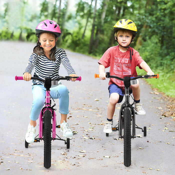Costway 18-inch Kid's Bike For 4-8 Years Old With Adjustable Saddle & Anti-slip Handlebar Pink
