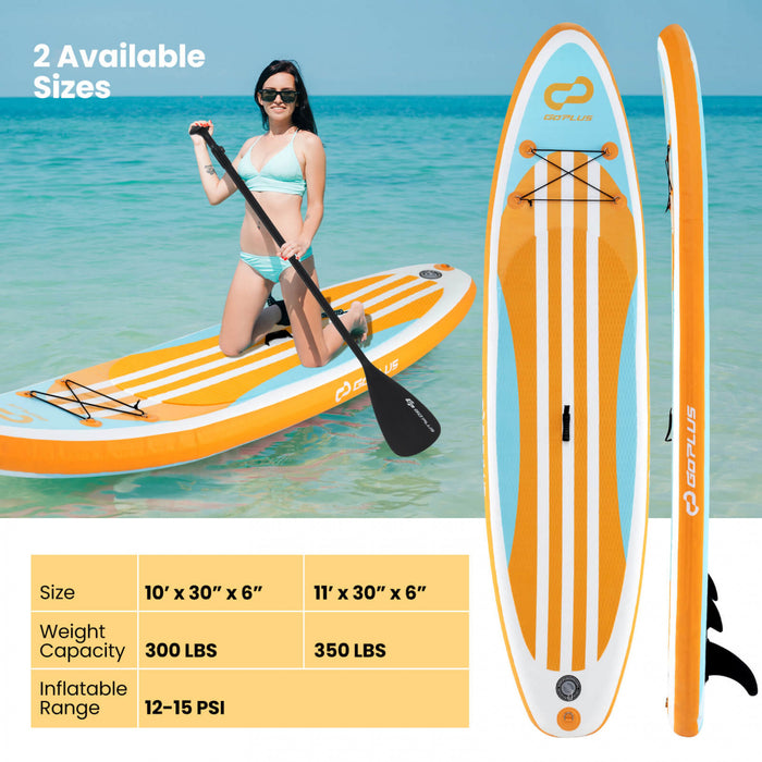 Goplus Large Inflatable Sup Board, Portable Paddle Board With 5d Rings Stand Up Paddle Board For Youth & Adult Orange