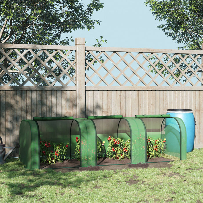 Outsunny 9.7' X 3.3' X 2.5' Pe Mini Tunnel Greenhouse Garden Green Grow Shed Portable Plant Flower Warm House Steel Frame Zipped Doors, Dark Green