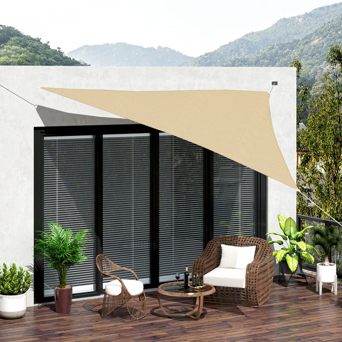 Outsunny Triangle 18’ Canopy Sun Sail Shade Garden Cover Uv Protector Outdoor Patio Lawn Shelter With Carrying Bag Beige