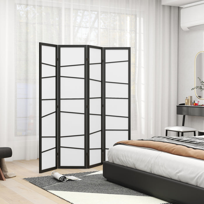 Homcom Folding Room Divider, 4 Panel Privacy Screen For Home Office, White