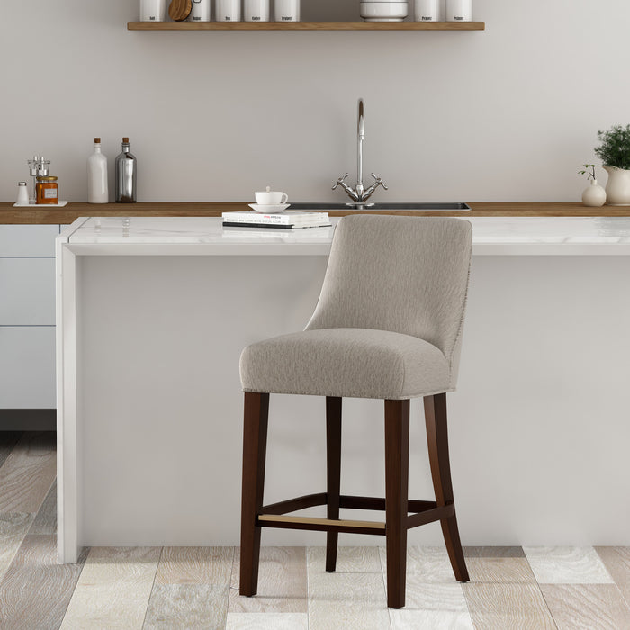 Beever Modern Wood Chenille Counter Stool in Taupe