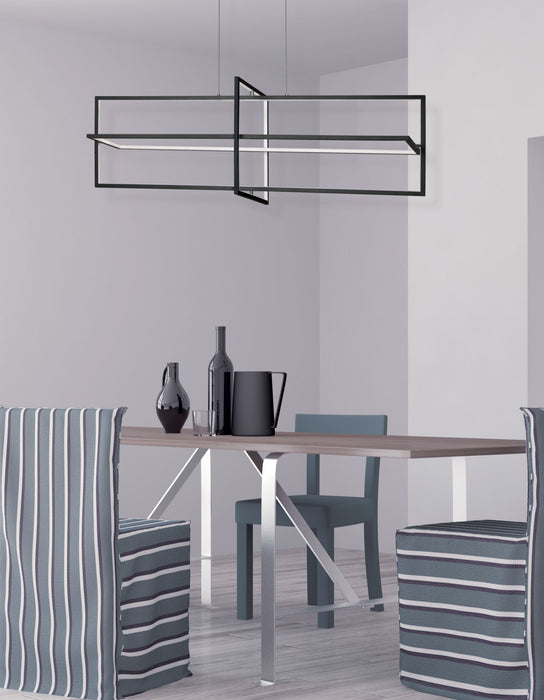 Dainolite Hildegard Horizontal Chandelier 55w Matte Black White Acrylic Diffuser Lamp