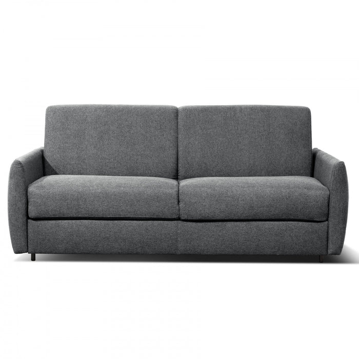 Enzo 73 in. Fabric Italian Sofa Bed with Memory Foam Mattress and Rounded Arms - Dark Grey
