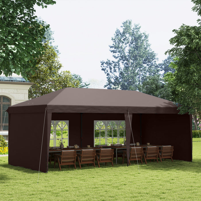Outsunny 10' X 20' Outdoor Pop Up Canopy Tent W/ Carrying Bag, Coffee
