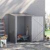 Outsunny 3.3' X 3.4' Lean-to Garden Storage Shed, Outdoor Galvanized Steel Tool House With Lockable |Outsunny 3.3' X 3.4' Abri De Jardin Avec Porte Verrouillable Gris