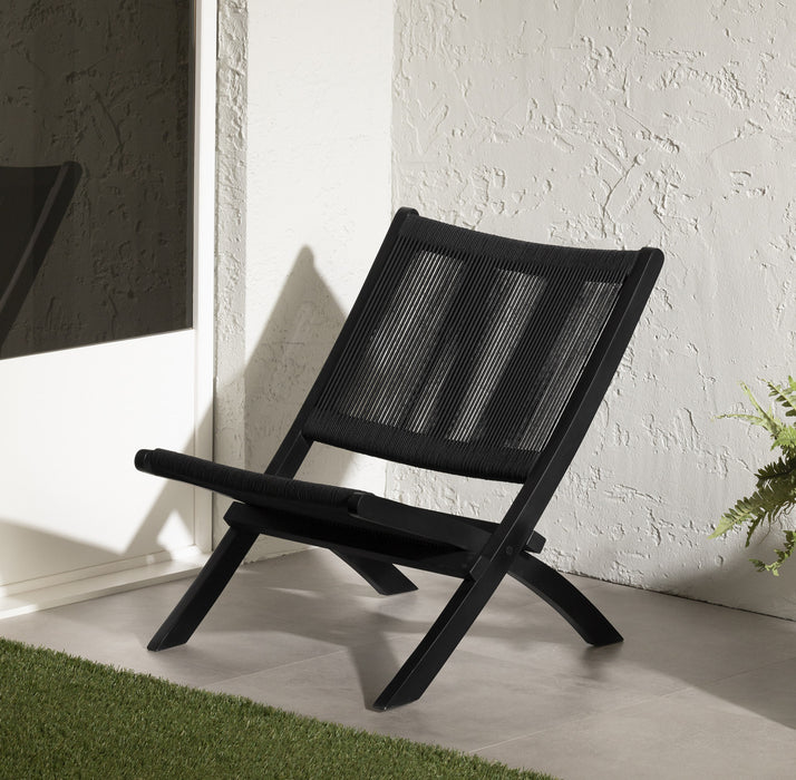 Agave Wood Rope Lounge Chair - Black