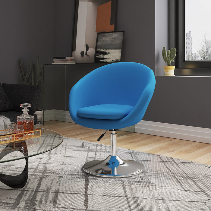 Hopper Modern Upholstered Swivel Lounge Chair in Blue - Set of 2 Accent Chair