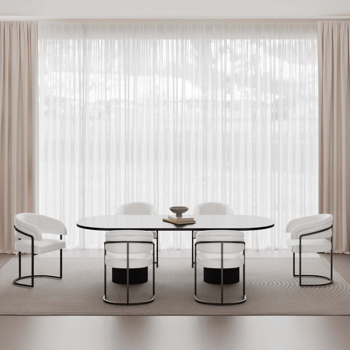 Augusta Modern Metal Vegan Leather Dining Chair in White - Set of 6