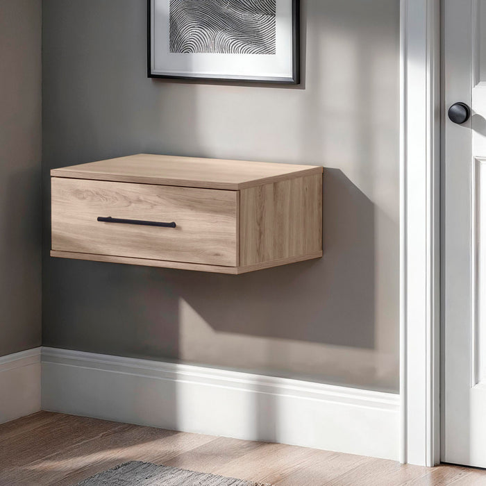 Primo Floating Nightstand With 1 Drawer - Rustic Oak 