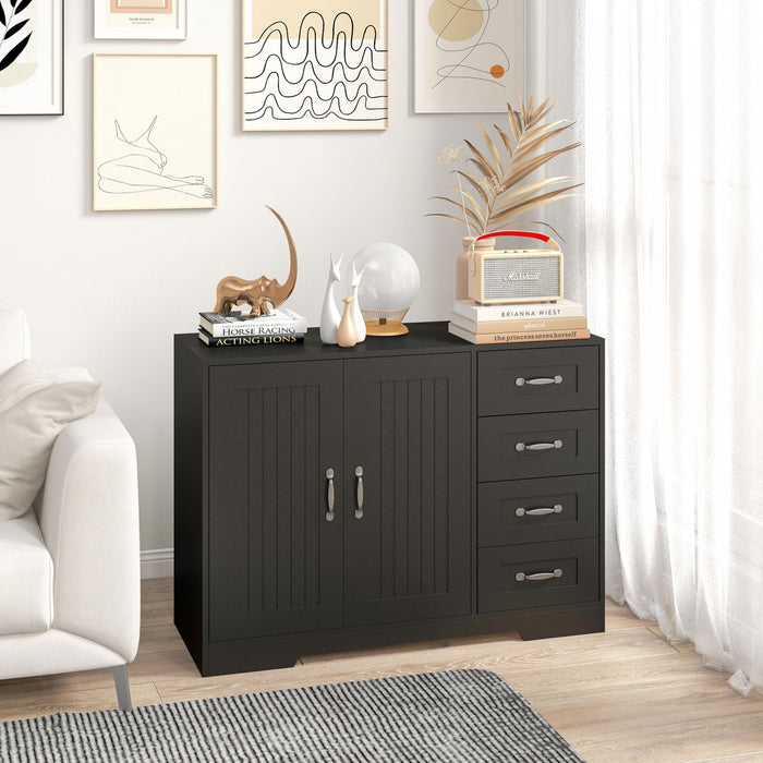 HOMCOM Sideboard Storage Cabinet with 2 Doors Cupboard and 4 Drawers