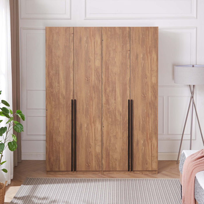 Lee Modern 32\" Wardrobe Closet in Golden Brown - Set of 2 Armoire