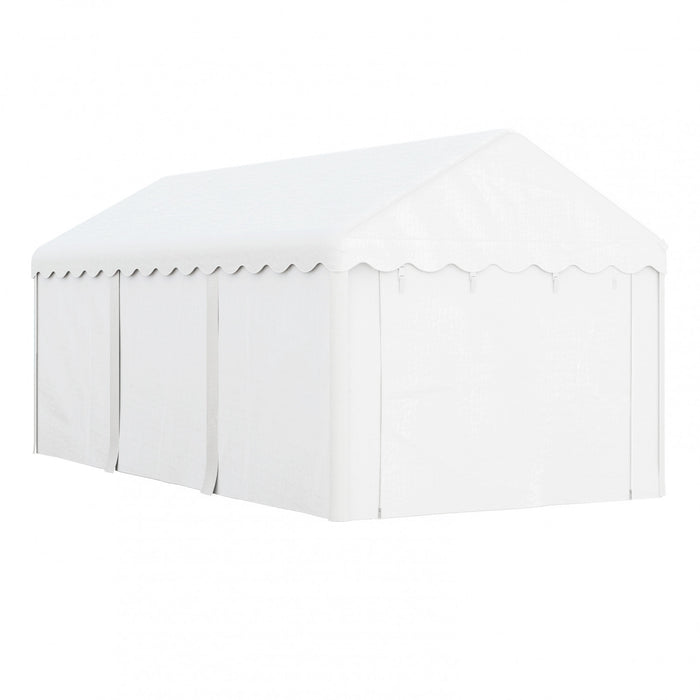 Outsunny 10 X 20ft Carport, Portable Garage With 2 Roll-up Doors, White