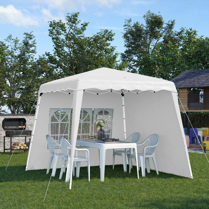 Outsunny Pop Up Canopy Tent With 2 Sidewalls, Uv50+ Tents For Parties, Height Adjustable, With Carry Bag And Slant Legs, For Outdoor, Garden, Patio, 8 X 8ft Top / 9.5 X 9.5ft Base
