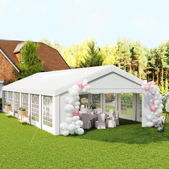 Outsunny 20' X 40' Large Party Tent With 12 Removable Window Sidewalls
