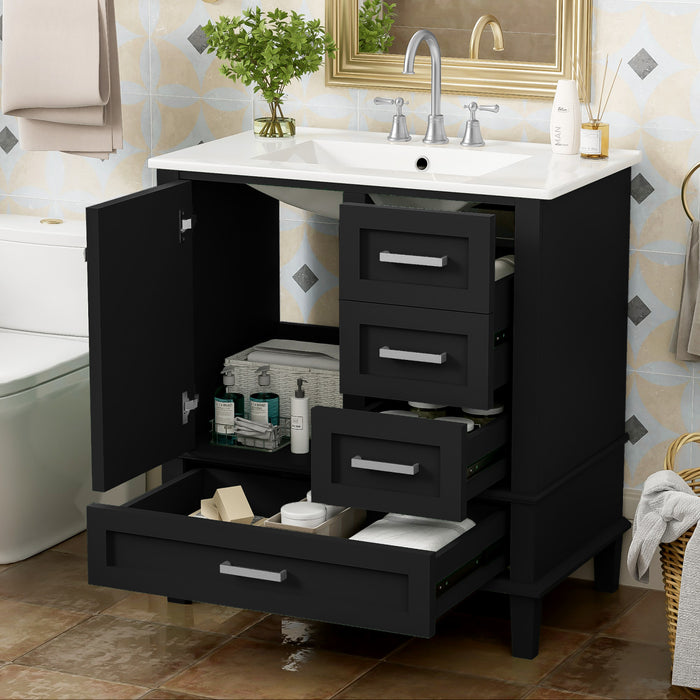 Olivia 30\" Bathroom Vanity with Sink Combo and Storage Drawers,Black