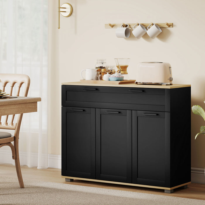 HOMCOM Sideboard Buffet Cabinet with Drawer and Adjustable Shelves, Black