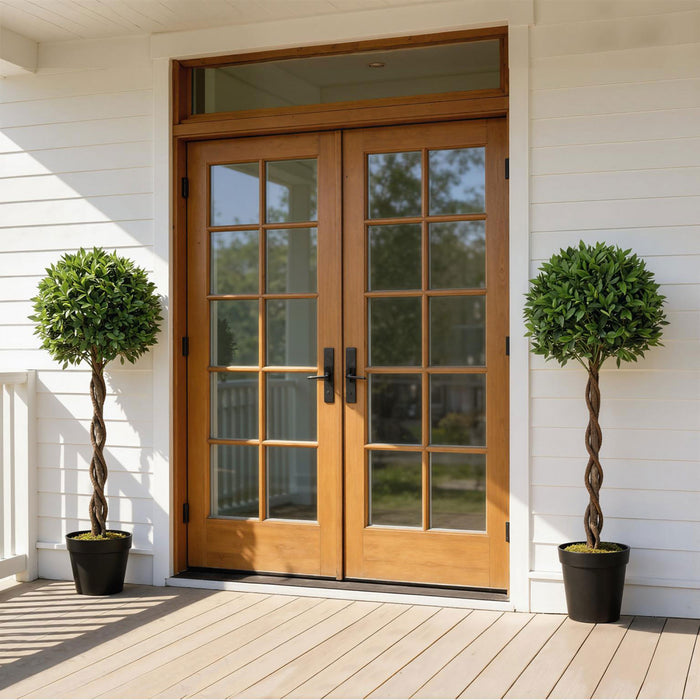 Outsunny 4FT Artificial Laurel Tree Set of 2, Lifelike Potted Fake Plant