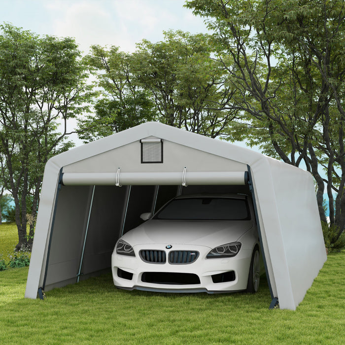 Outsunny 11' X 20' Portable Garage Carport With Ventilation Windows, Grey