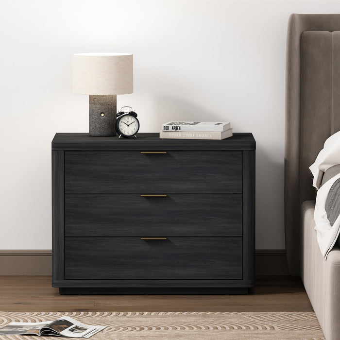 Evelyn Modern 32\" Nightstand in Charcoal Gray (3-Drawer)
