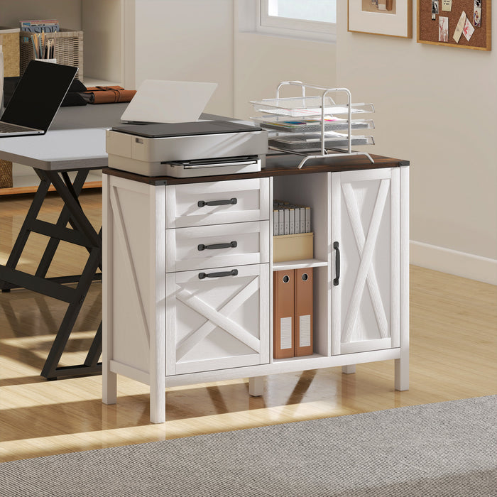 HOMCOM Lateral Filing Cabinet with Drawers Fit A4/Letter Size Files, White