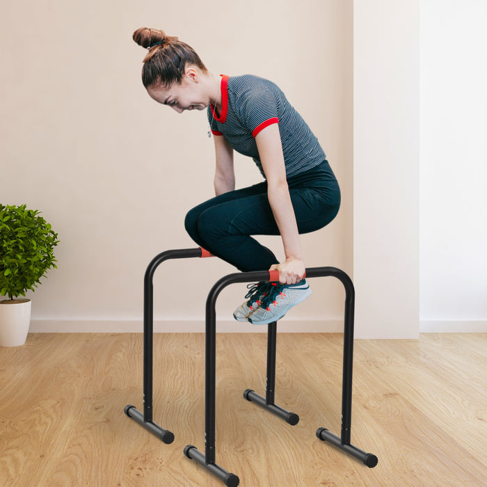 Soozier Set Of 2 Dip Bar, Dip Station Push Up Station For Full Body Strength Training Home Gym Black